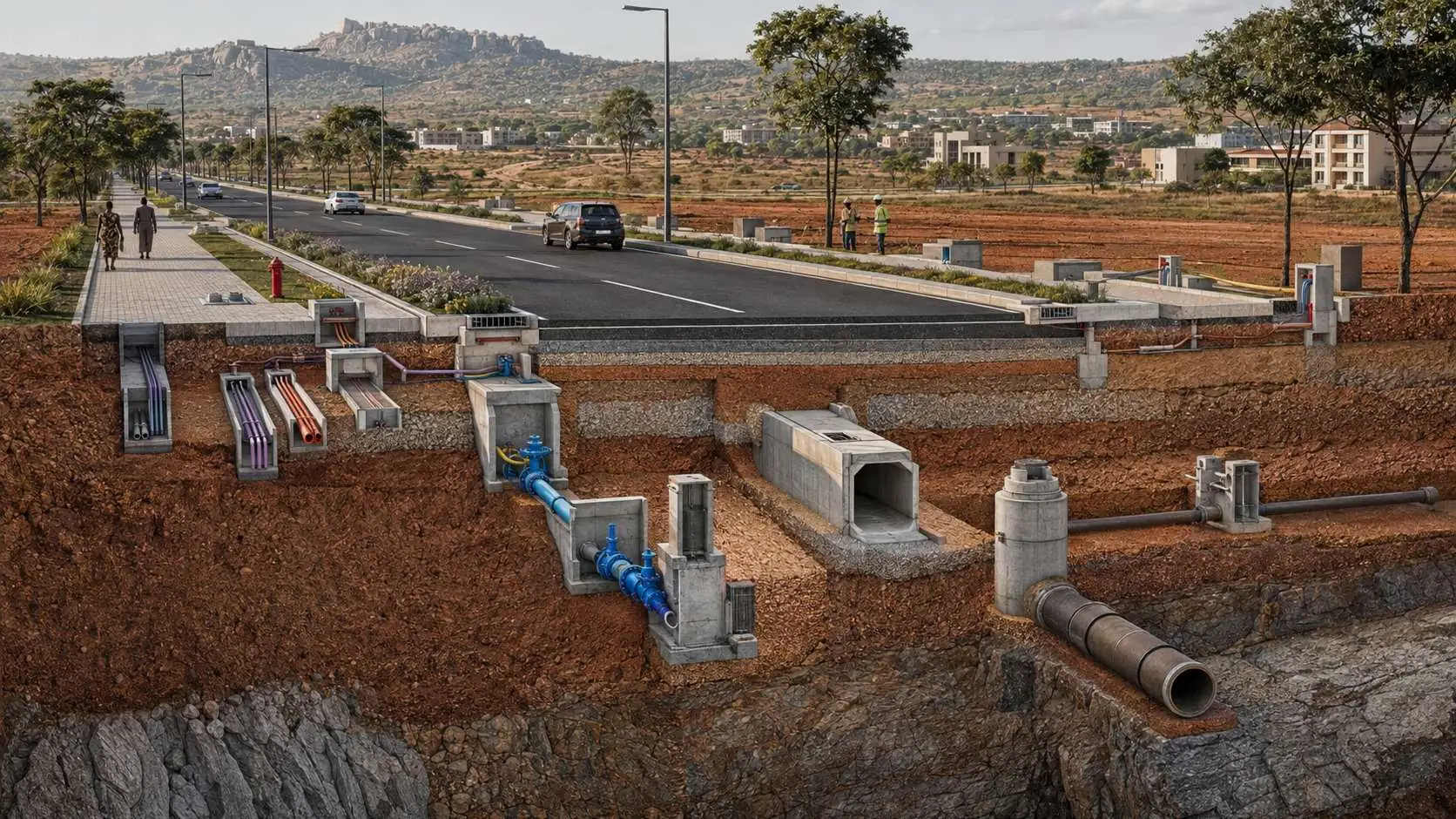 Infrastructure beneath a Burun A street