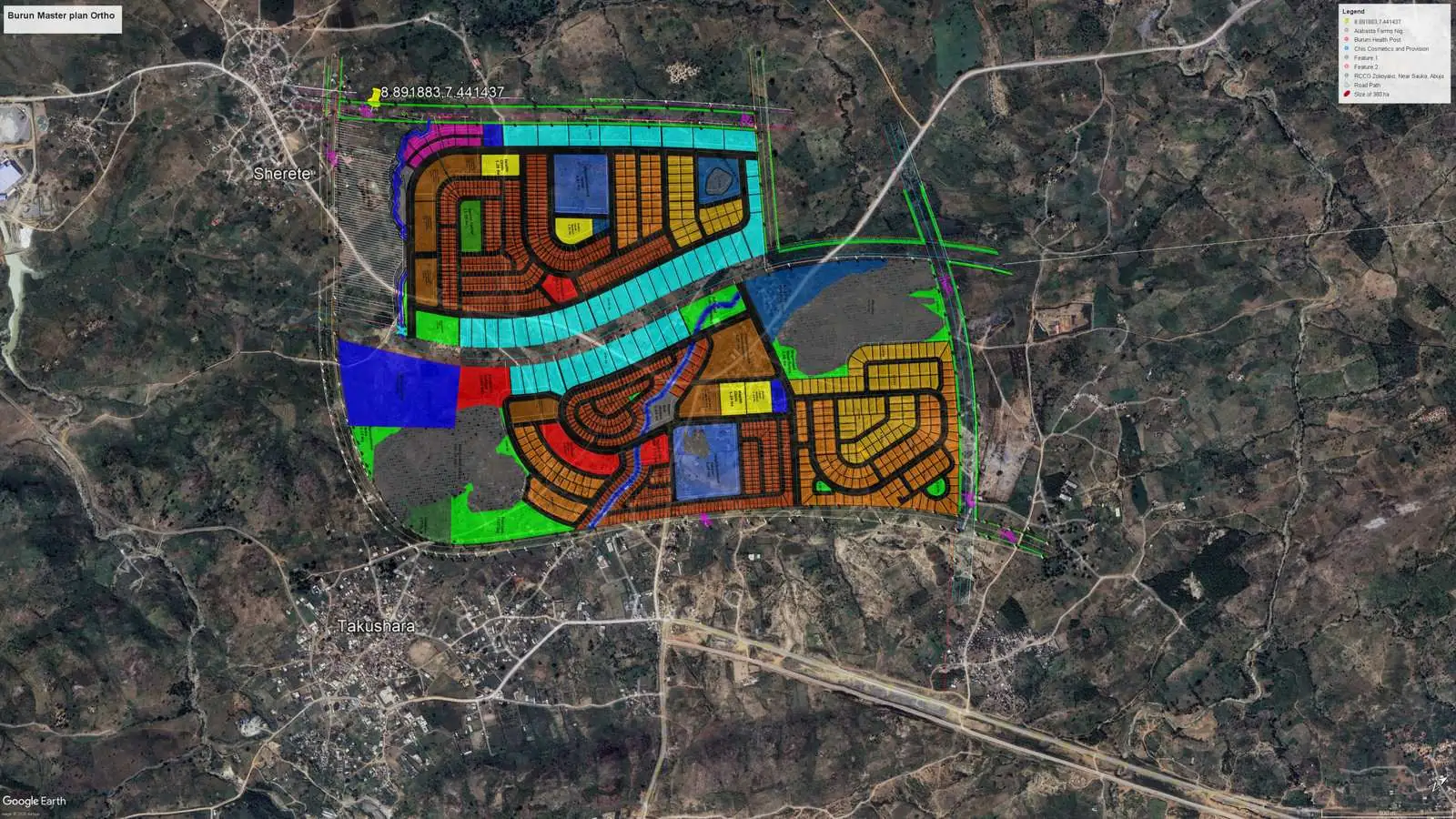Burun A — approved land-use plan over satellite
